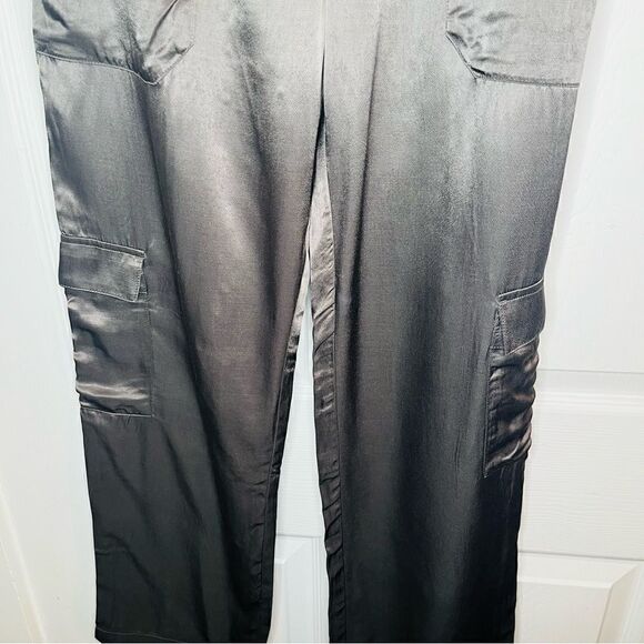 YOUNG FABULOUS & BROKE Finley Satin Cargo Pants Grey S NWT - Picture 7 of 10